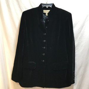 Women's sz8 Jones New York elegant velvet black blazer rayon/silk lined 7 button